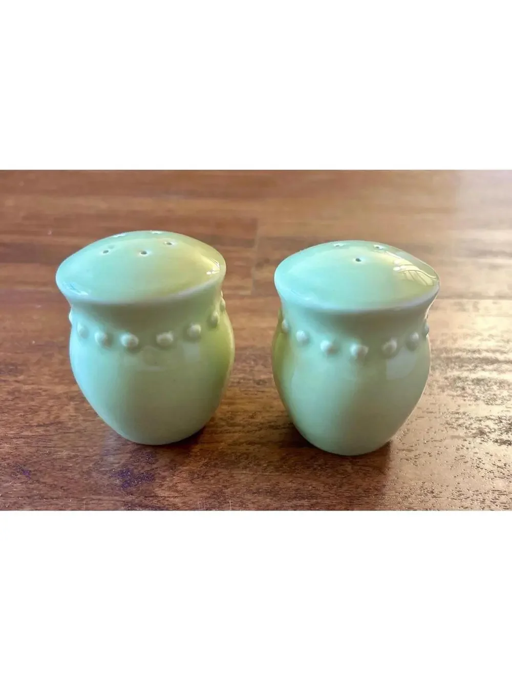Pfaltzgraff Stonewash Green stoneware salt and pepper shakers